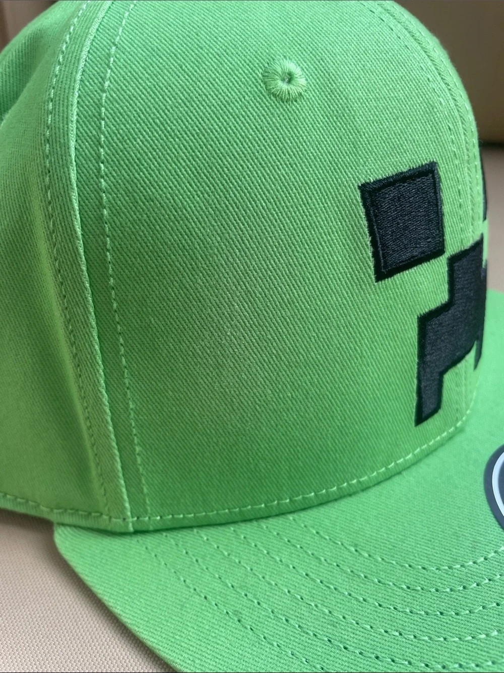 Bioworld Kids Green Creeper Snapback Hat with Black Embroidered Face